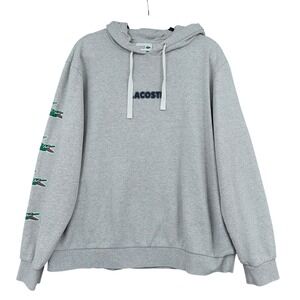 Lacoste Sport Hoodie Mens XXL Cotton Polyester Gray